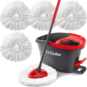 Microfiber Spin Mop & Bucket Floor Cleaning System with 4 Extra Refills